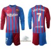 Officiële Voetbalshirt + Korte Broek FC Barcelona Antoine Griezmann 7 Thuis 2021-22 Lange Mouw - Kids